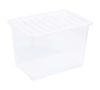 (75L, Clear) 5 X Storage Boxes Stackable Container Lightweight