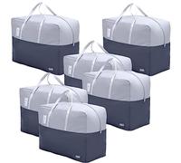 75L Clothes Storage Bags with Zips, 6 PCS Oxford Cloth Duvet Storage Bag King Size, Breathable Underbed Storage Bags for Clothes, Quilt, Blankets, Bedding, Sturdy Large Storage Bags, No-Smell