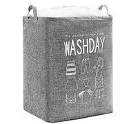 75L Grey Fabric Laundry Storage Basket Bag with Handles - Collapsible Laundry Storage Hamper - By Trixes