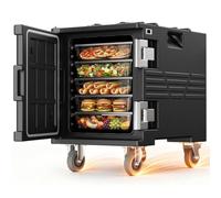 75L NSF Certified Insulated Food Pan Carrier with Swivel Casters | Non-Electric Food Warmer Hot Box, LLDPE Thermal Carrier, 304 Stainless Steel Latch, Holds 5 Gastronorm Pans(NOT included)