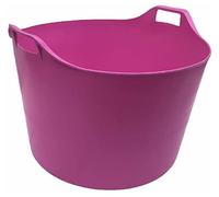 75L Pink Heavy Duty Extra Large Flexi Tub Rubble Container Flexible Versatile Plastic Storage Bucket, Horse Feeder, Home Garden Tub (Pink, 75L)