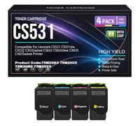 75M20K0 75M20C0 75M20M0 75M20Y0 for Lexmark CS531 CS531dw CX532 CX532adwe CS632 CS632dwe CX635 CX635adwe Toner Cartridges with chip High Yield Work