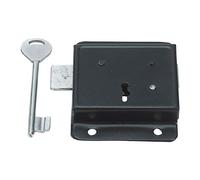 75mm 3" Press Lock Black - Face Fixing Door / Gate / Shed Lock with 1 Key