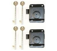 75mm 3" Press Lock Black Pack of 2 - Face Fixing Door/Gate/Shed Lock with Keys