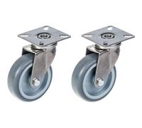 75mm 3" stainless steel castor grey rubber, swivel, 120kg, set of 2