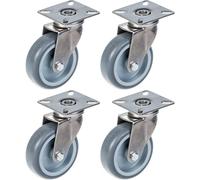 75mm 3" stainless steel castor grey rubber, swivel, 240kg, set of 4