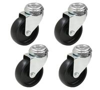 75mm Black Nylon 4 - Bolt Hole Swivel 3" Heavy Duty Caster