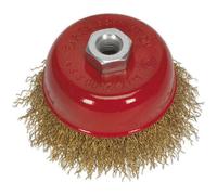 75mm Brassed Steel Cup Wire Brush For Power Tools - M14 X 1.5mm Thread, 12500 Rpm