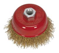 75mm Brassed Steel Cup Wire Brush - M14 x 1.5mm Thread - Up to 12500 rpm