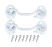 75mm Cabin Hook and Eye Latch Lock Shed Gate Door Catch Silent Holder Stainless Steel White 3inch 2Pcs