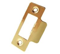 75mm Door Strike Plate Latch Keep Polished Brass Square Edge - Pack of 1 | Door frame latch keep / striking plate. For tubular mortice latches, lever handles, interior wooden doors. 75mm length plate.