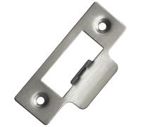 75mm Door Strike Plate Latch Keep Satin Chrome Square Edge - Pack of 1 | Door frame latch keep / striking plate. For tubular mortice latches, lever handles, interior wooden doors. 75mm length plate.