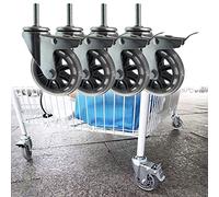 75mm Heavy Duty Rubber Swivel Castors with Brakes M8/M10/M12 Threaded Shaft for Trolleys & Furniture Moving Industrial Use Load Capacity Up to T