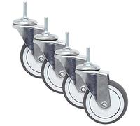 75mm Heavy-Duty Swivel Casters with Brake M8x25 Stem Set of 4 Rubber Wheels for Furniture Carts 130kg Load Capacity Perfect for Easy Mobility