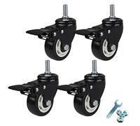 75mm Heavy Duty Swivel Castor Wheels with Double Bearings & Brake Polyurethane Trolley Casters for Easy Moving & Replacement Durable Furniture & Equipment Rollers