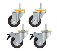 75mm Heavy Duty Swivel Stem Casters for Furniture, A Set of 4, Load Bearing 250kg, Trolley Replacement Swivel Wheels, Castor Optional Bolt M8x20mm, M10x25mm, Brake(4 Pcs (2 With Brake and 2 Without Br