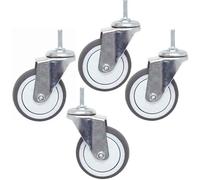 75mm Industrial Stem Casters Wheels with Brake - Pack of 4 Silent Rubber Trolley Wheels M10*25mm Thread 130kg Load Capaci Ideal for Heavy-Du Fur & Equint