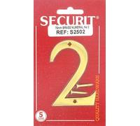 75MM POLISHED BRASS NUMERAL NO 2 DOOR FLAT ROOM NUMBER by Securit