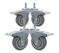 75mm Rubber Office Casters, Heavy-Duty Swivel Wheels with Brake, Silent Industrial Casters, M12 Threaded Stem, Perfect for Furniture Mobility