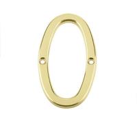 75mm Screw Fix Numerals Solid Metal House Numbers (Polished Brass, No.0)