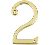 75mm Screw Fix Numerals Solid Metal House Numbers (Polished Brass, No.2)