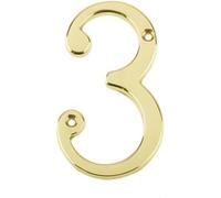 75mm Screw Fix Numerals Solid Metal House Numbers (Polished Brass, No.3)