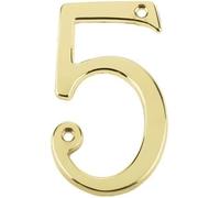 75mm Screw Fix Numerals Solid Metal House Numbers (Polished Brass, No.5)