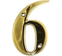 75mm Screw Fix Numerals Solid Metal House Numbers (Polished Brass, No.6&9)