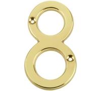75mm Screw Fix Numerals Solid Metal House Numbers (Polished Brass, No.8)