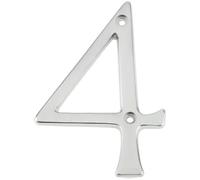 75mm Screw Fix Numerals Solid Metal House Numbers (Satin Chrome, No.4)