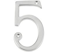 75mm Screw Fix Numerals Solid Metal House Numbers (Satin Chrome, No.5)