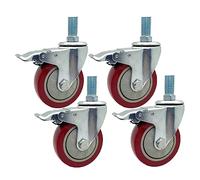 75mm Stem Casters with M16 Threaded Stem, Wear Resistant Industry Caster Wheel, Heavy Duty Locking Swivel Casters, Furniture PU Castor Wheels, set of 4 (Color : With Brake, Size : M16*100)