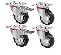 75mm Swivel Caster Wheels 4 Pack HeavyDuty Rubber Casters for Furniture 320kg Load Capacity Ideal for Trolleys Chairs Cabinets With Brakes