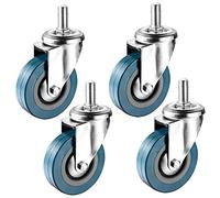 75mm Swivel Casters for Furniture, M10 M12 Threaded Stem, 4-Pack Replacement Wheels with Brake, Silent & Scratch-Free, 40kg Load Capacity Per Wheel