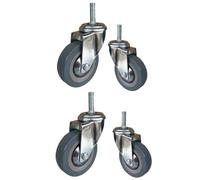 75mm Swivel Chair Casters with Brake, Heavy-Duty PU Wheels, M10/12 Threaded Stem, Abrasion-Resistant, Set of 4, Ideal for Office and Home Furniture
