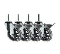 75mm Threaded Stem Caster Wheels Set of 4 - Heavy Duty Swivel Casters 200KG Load Capacity M8/M10/M12 Bolt Sizes Smooth & Quiet Rolling Ideal for Industrial Use 4 with Brakes