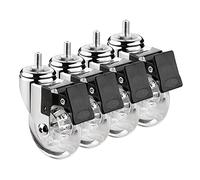 75mm Transparent PU Swivel Wheels with Brake M8M10 Threaded Stem HeavyDu Casters for Fur Industrial Equint and Home Use