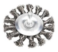 75mm Twisted Knot Flat Wire Brush Wheel - Stainless Steel - 6mm Shaft Diameter