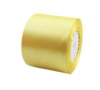 75mm Wide Light Gold Ribbon for Gift Wrapping, Wedding Car Ribbon 3 Inch Large Satin Ribbon Light Gold Christmas Ribbon, 23m Fabric Thick Ribbon for Crafting Hair Bow Bouquets Cake Decorations