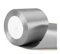 75mm Wide Silver Gray Thick Ribbon for Gift Wrapping 22m, Thick Silver Christmas Ribbons Fabric Satin Ribbon for Present Wrapping Christmas Florist Bouquet Cake Hair Bow Crafting Wedding Decoration