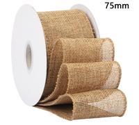 75mm Width Artificial Burlap Ribbon with Wired Edge Christmas Gift Packing DIY Crafts Wrapping Material