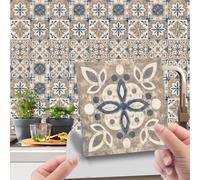 75pc Tile Stickers,Retro Traditional Wall Tile Transfers Stickers Self-Adhesive Peel and Stick Waterproof Kitchen Bathroom DIY Backsplash (6x6in,15x15cm)