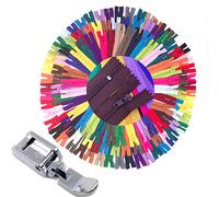 75pcs 20 Inch 14 Inch and 9 Inch Mixed Size Nylon Coil Zipper Bulk with Zipper Presser Foot for Sewing Craft(25 Color Zippers)