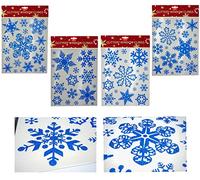 75Pcs Glitter Snowflake Window Stickers Reusable Xmas Clings, 4X Sheets Double-Sided Static Christmas Decals for Glass Windows, Home, Party, Shop & New Year Decorations