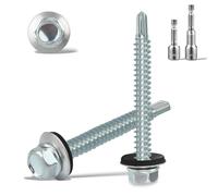75PCS Roofing Screws with Rubber Washers 6.3x50mm Hex Head Self Tapping Screws und 2 M8 Hex Socket Bits Tech Screw for Metal Zinc Plated Corrugated Roofing Cladding Steel Screw for Tin Roof