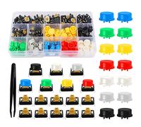 75Pcs Tactile Button Switch, 12x12x7.3mm Momentary Tactile Push Button Switch, Micro Tactile Push Button Touch Switch, Micro Momentary Tact Assortment Kit with 75Pcs Caps and 1Pcs Tweezer for Arduino
