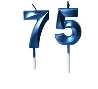 75th Birthday Candles Blue Number 75 Happy Birthday Candles Cake Topper Decorations for Children Birthday Party for 3D Designed Wedding Anniversary Party Wedding Anniversary Celebration Supply