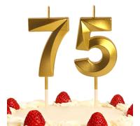 75th Birthday Candles Gold Number 75 Happy Birthday Candles Cake Topper Decorations for Children Birthday Party for 3D Designed Wedding Anniversary Party Wedding Anniversary Celebration Supply