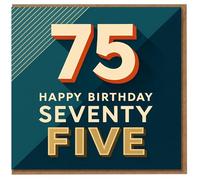 75th Birthday Card - Bold Typography Design, Happy Birthday Seventy Five, Milestone 75 Card for Him or Her