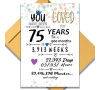 75th Birthday Card for Him or Her. Funny 13x9 In Large Greeting Card 75th vintage Birthday Gifts for Women & Men. Jumbo Vintage Table Decor Cards. Includes 75 Years Loved Card & Mailing Envelope